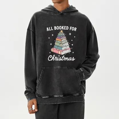 Pagewings All Booked For Christmas Unisex Washed Hoodie