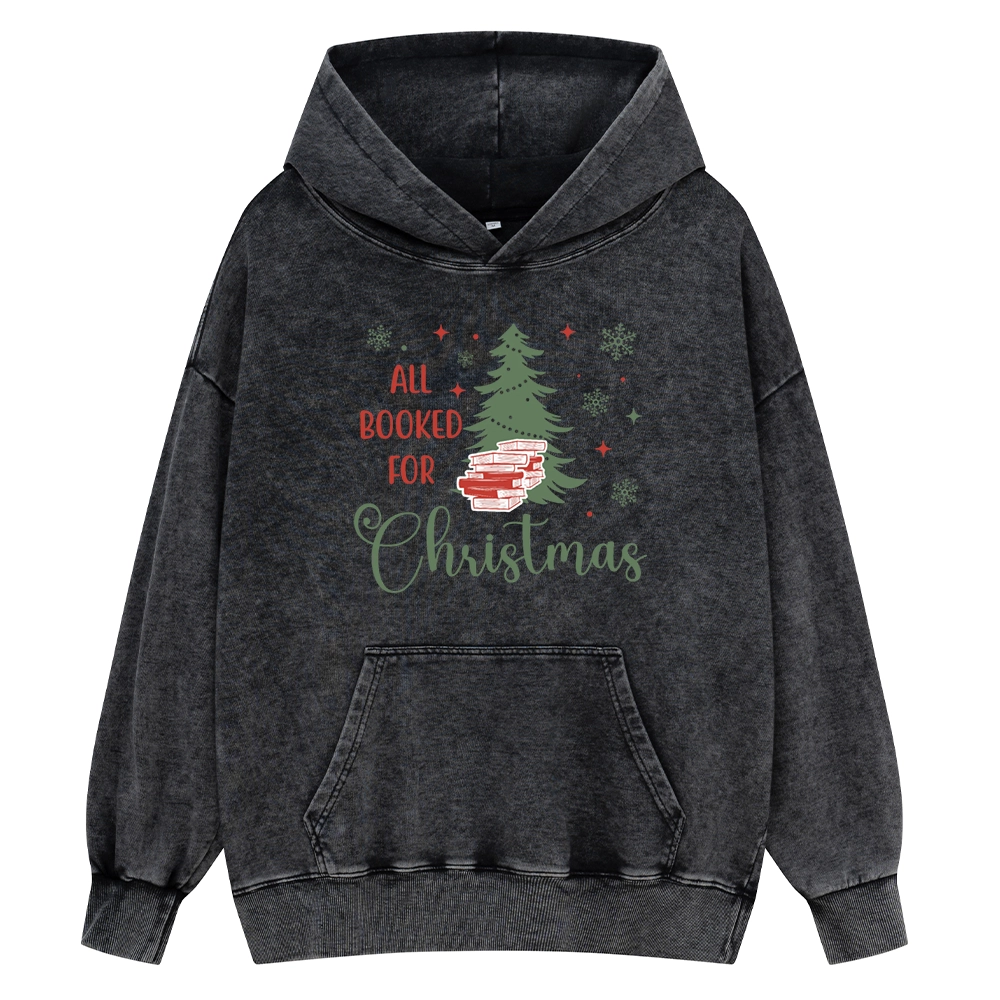 Pagewings All Booked for Christmas Unisex Washed Hoodie