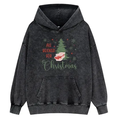 Pagewings All Booked for Christmas Unisex Washed Hoodie