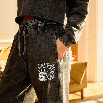 Pagewings What’s More Punk Than The Public Library Unisex Washed Sweatpants