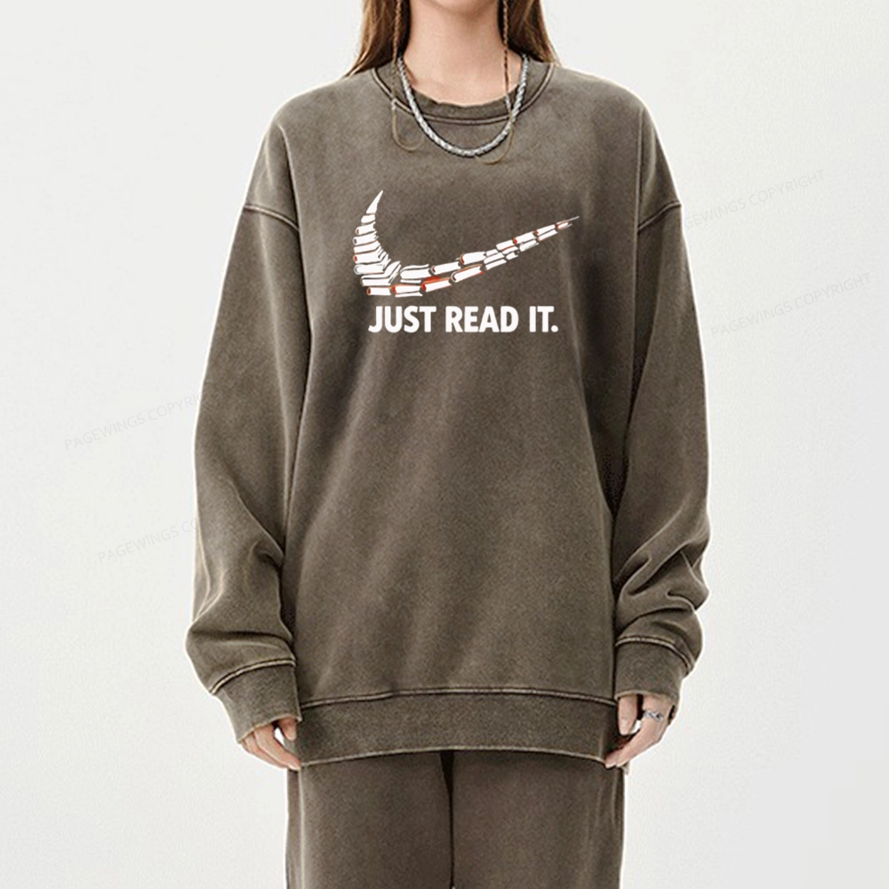Pagewings Just Read It And Feel Deeply Unisex Washed Sweatshirt