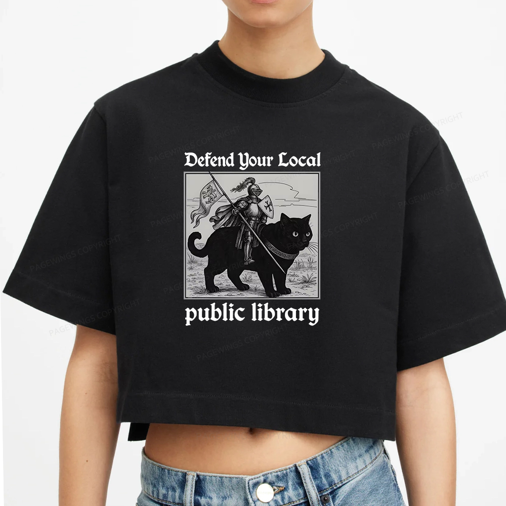 Pagewings Defend Your Local public library Women Crop Tops