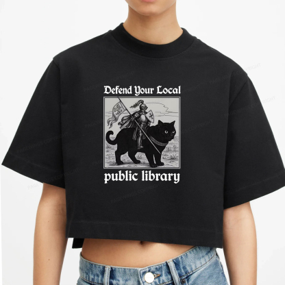 Pagewings Defend Your Local public library Women Crop Tops