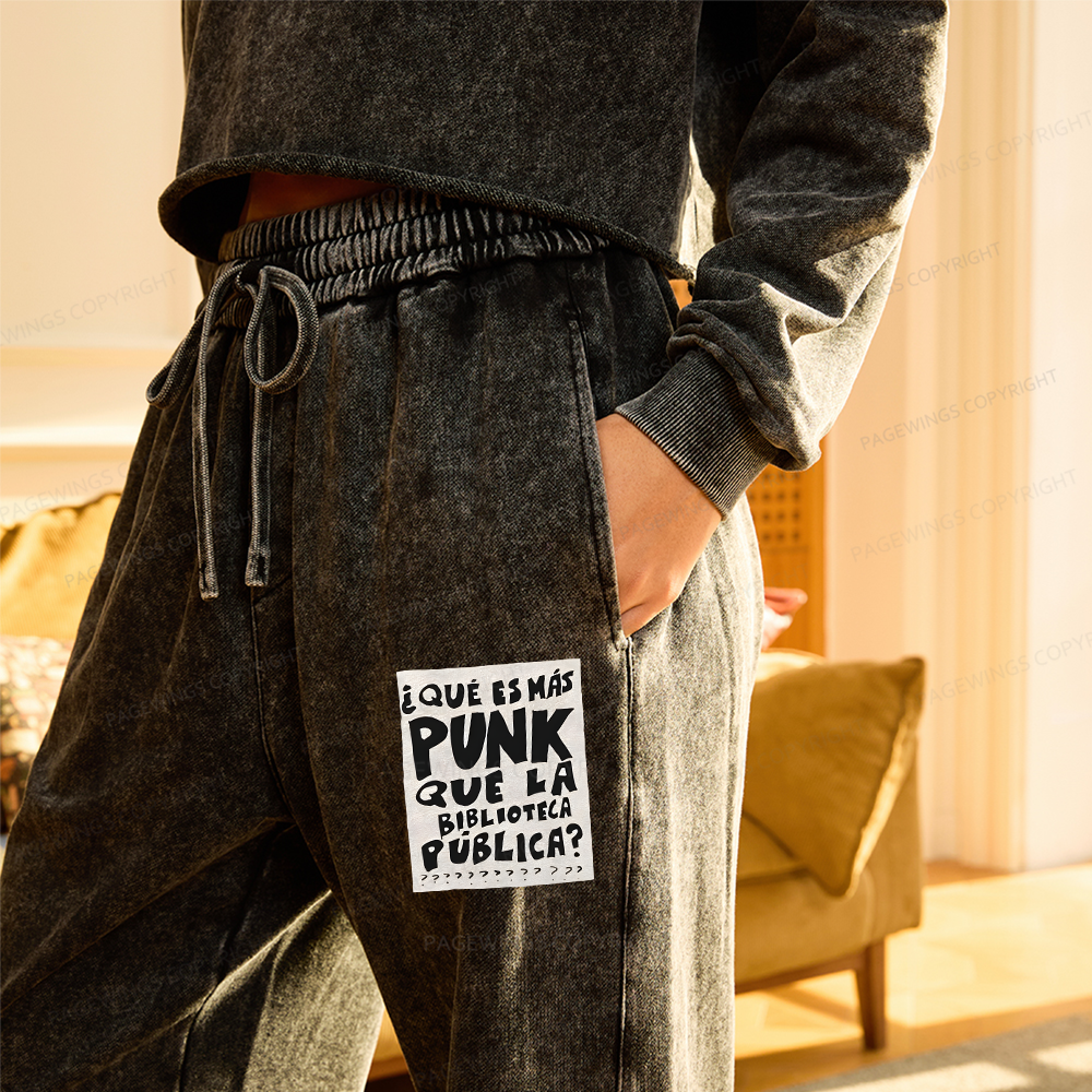 Pagewings What's More Punk Than The Public Library Unisex Washed Sweatpants