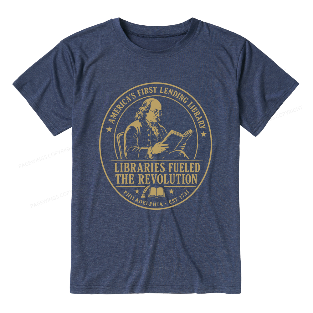 Pagewings Libraries Fueled the Revolution Unisex Heather T-Shirt