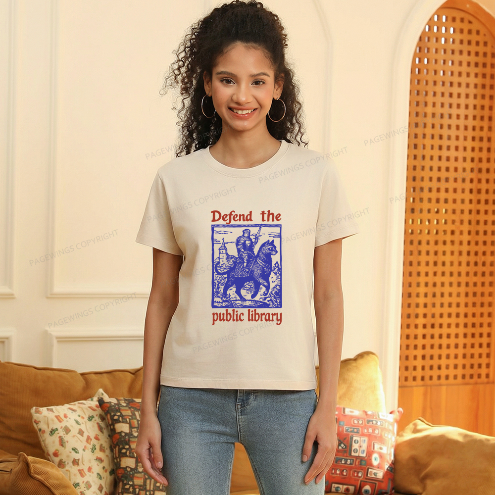Pagewings Defend the Public Library Women's Washed T-shirt