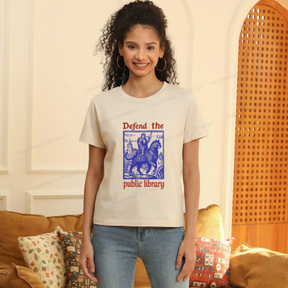 Pagewings Defend the Public Library Women's Washed T-shirt
