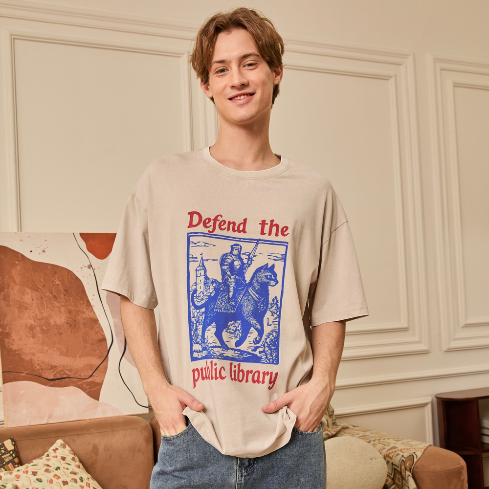 Pagewings Defend the Public Library Unisex Washed T-shirt
