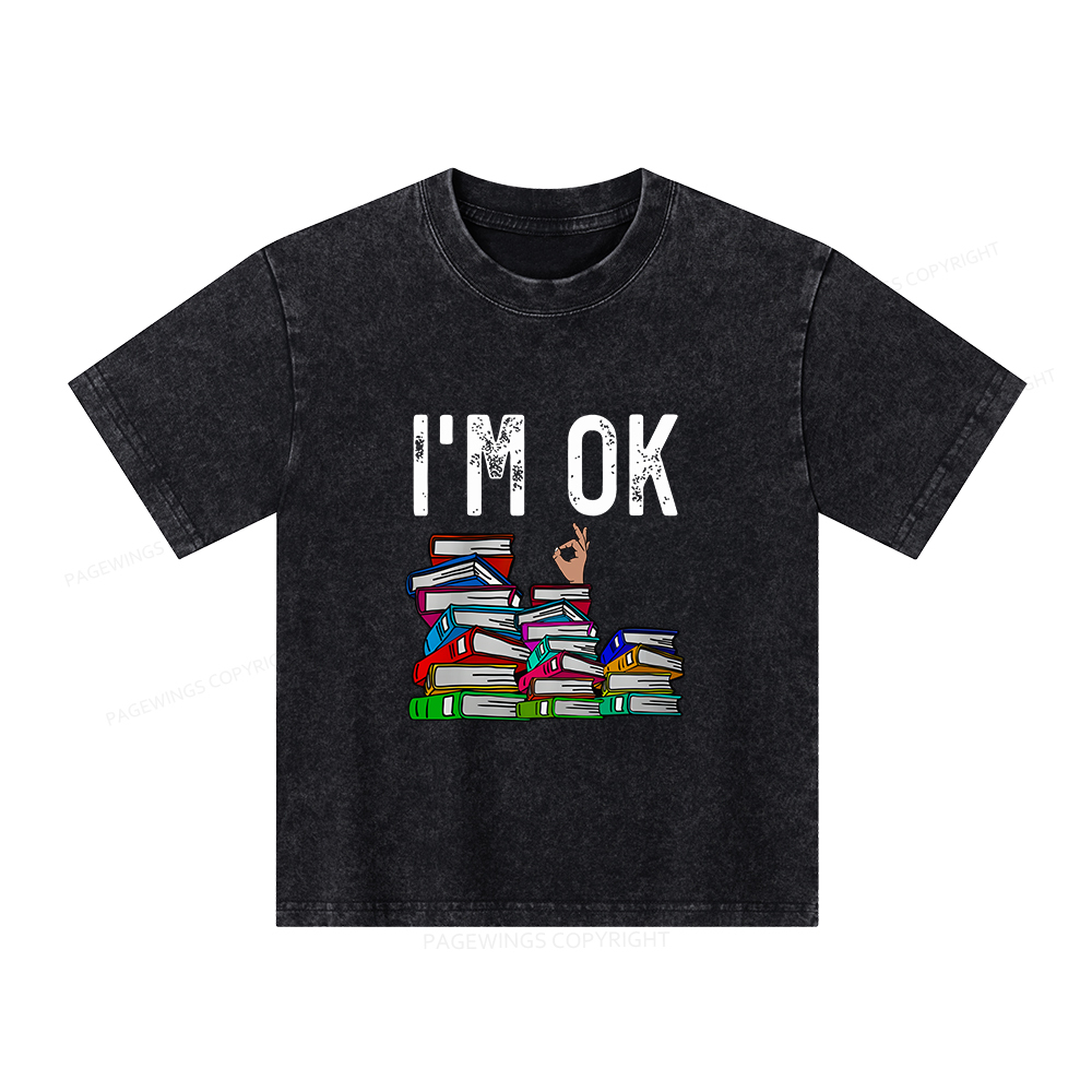 Pagewings Librarian Book Reader Funny Book Lover T Shirts Unisex Kids Washed T-shirt