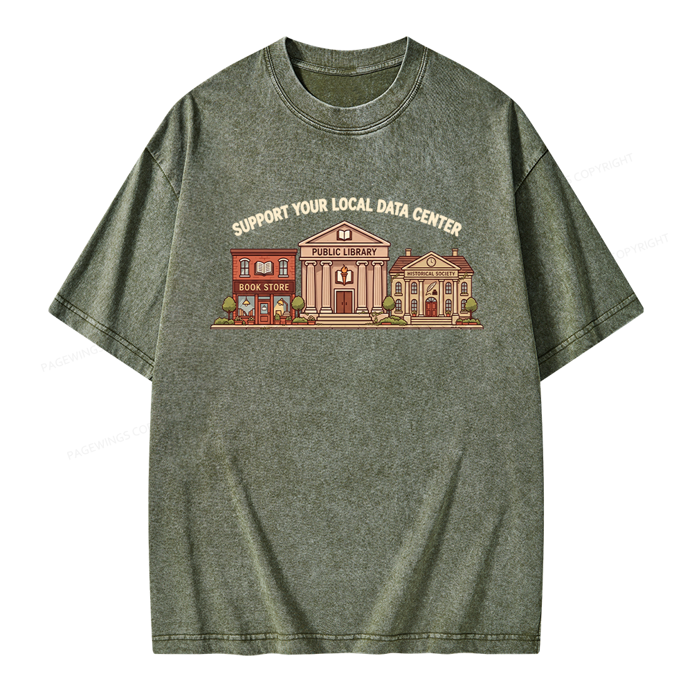 Pagewings Support Your Local Data Center Unisex Washed T-shirt