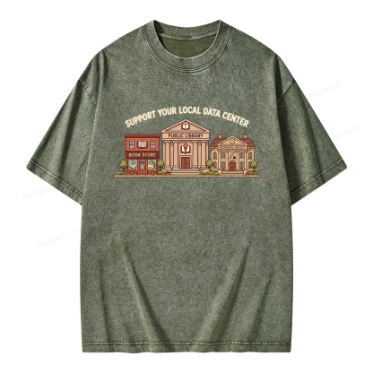 Pagewings Support Your Local Data Center Unisex Washed T-shirt