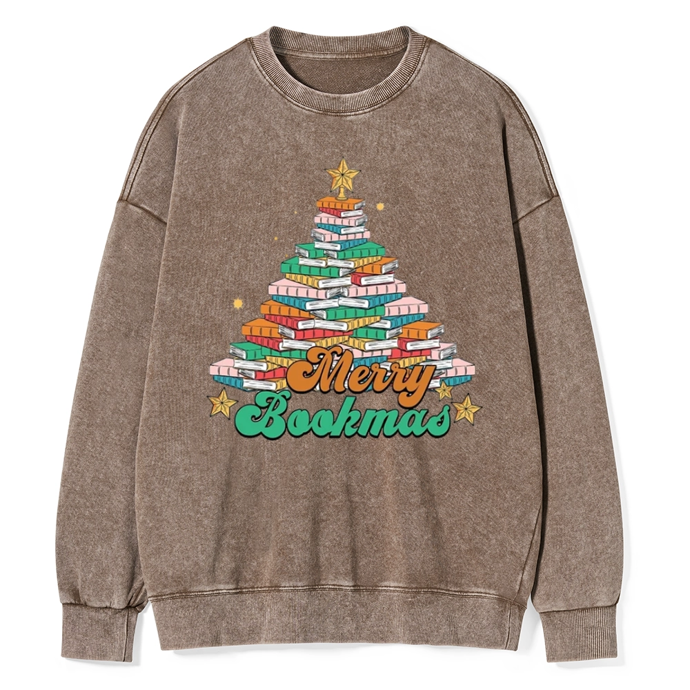 Pagewings Christmas Merry Bookmas Unisex Washed Sweatshirt