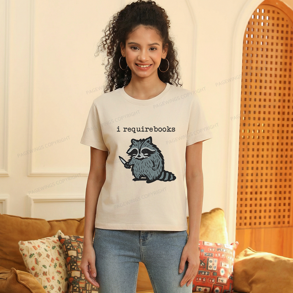 Pagewings I Require Books Women's Washed T-shirt