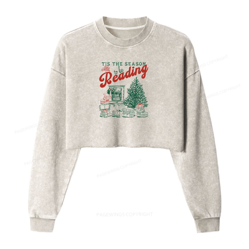 Pagewings Tis The Season to be Reading Washed Crop Sweatshirt