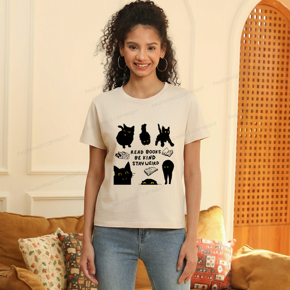 Pagewings Read Books Be Kind Stay Weird Women's Washed T-shirt