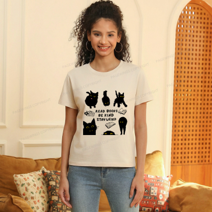 Pagewings Read Books Be Kind Stay Weird Women's Washed T-shirt