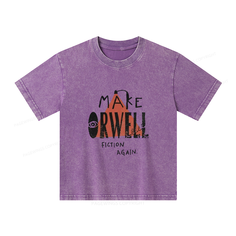 Pagewings Make Orwell Fiction Again Unisex Kids Washed T-shirt