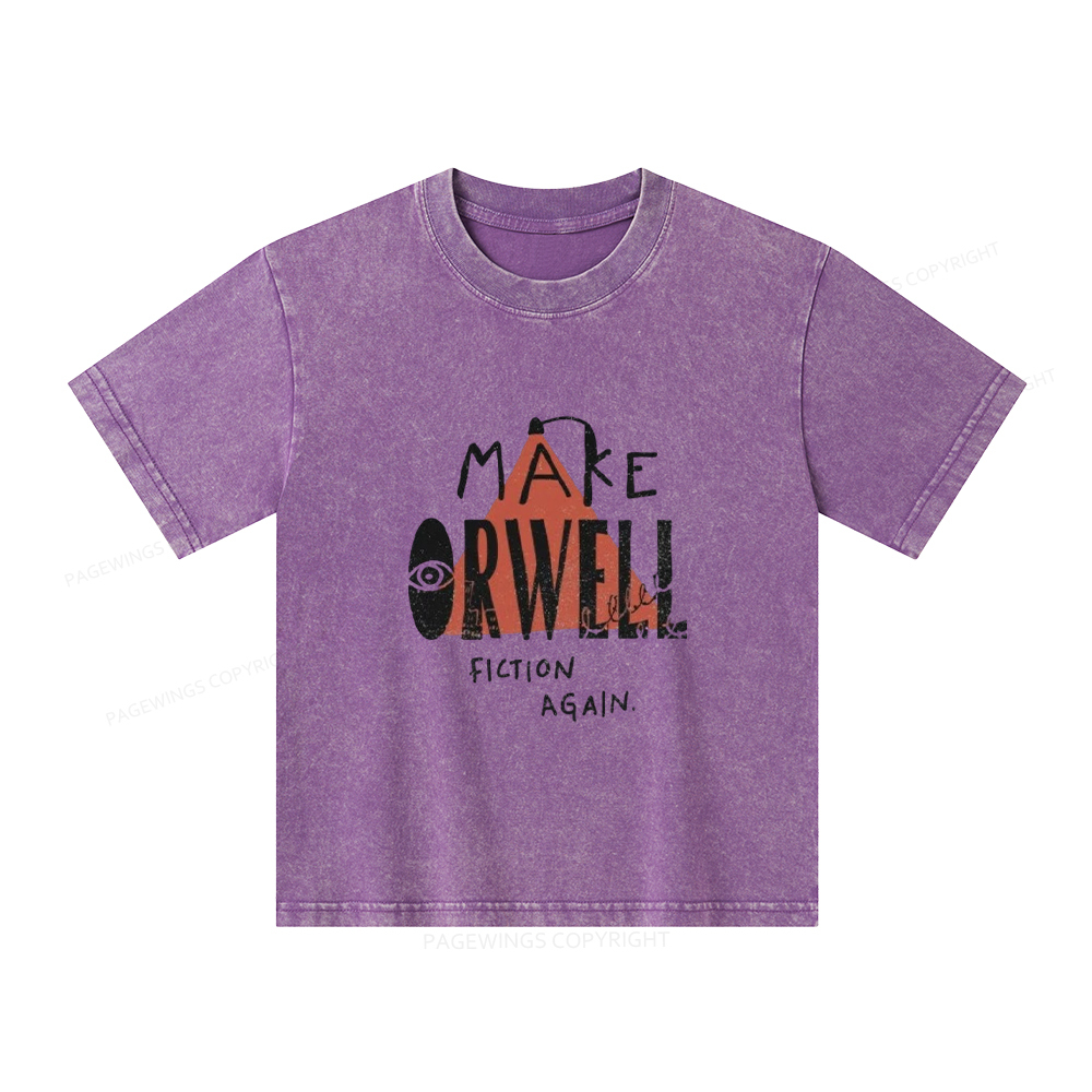 Pagewings Make Orwell Fiction Again Unisex Kids Washed T-shirt