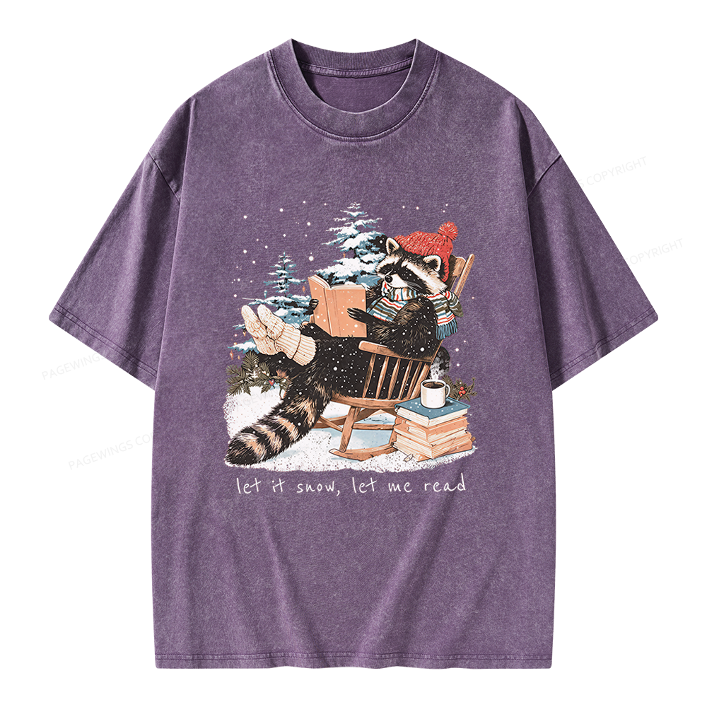 Pagewings Reading Raccoon Unisex Washed T-shirt