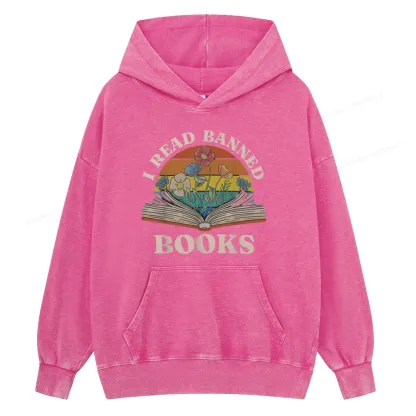Pagewings I Read Banned Books Unisex Washed Hoodie