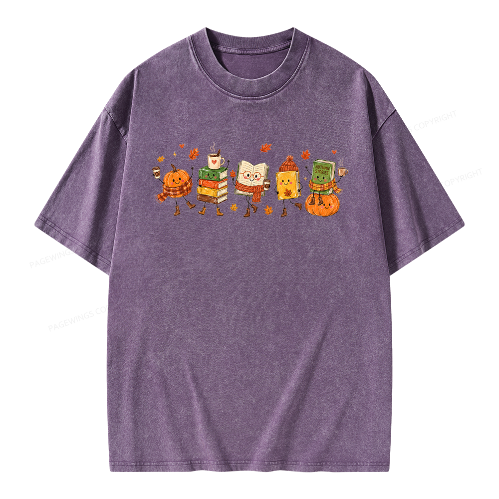 Pagewings All Booked For Fall Unisex Washed T-shirt