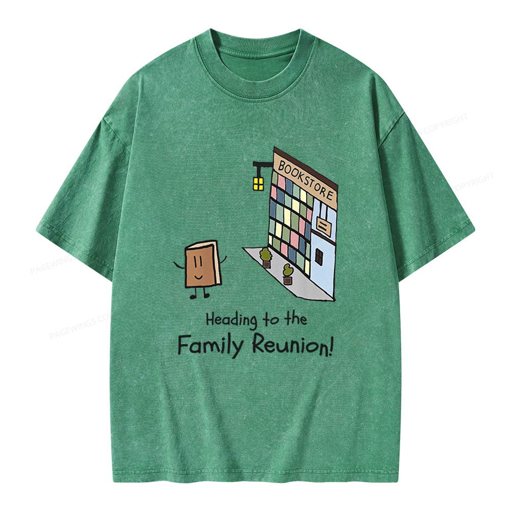 Pagewings Funny Bookstore Family Unisex Washed T-shirt