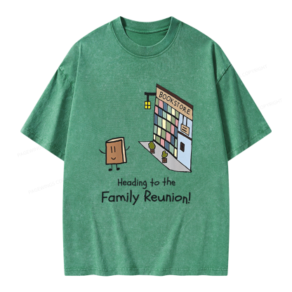Pagewings Funny Bookstore Family Unisex Washed T-shirt