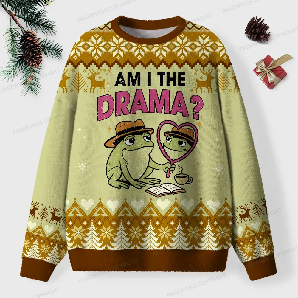 Pagewings Am I The Drama Unisex Ugly Knit Sweatshirt