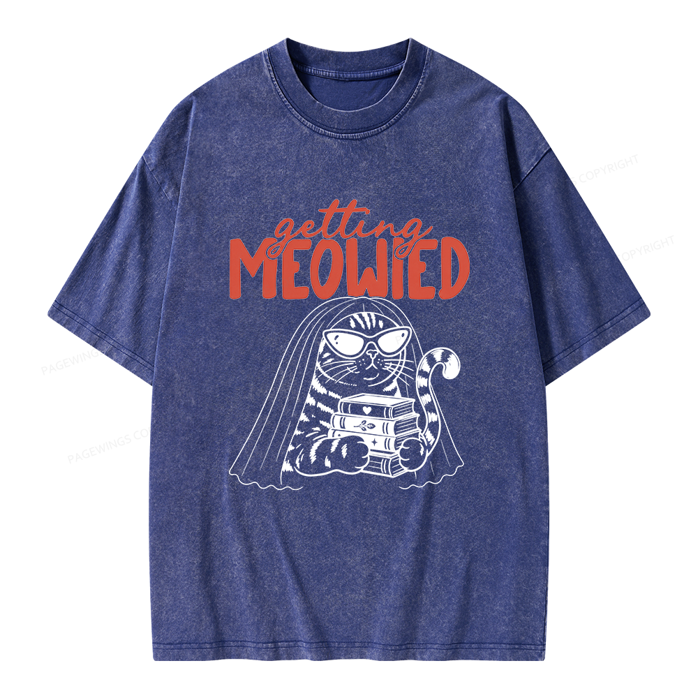 Pagewings Getting Meowied Unisex Washed T-shirt