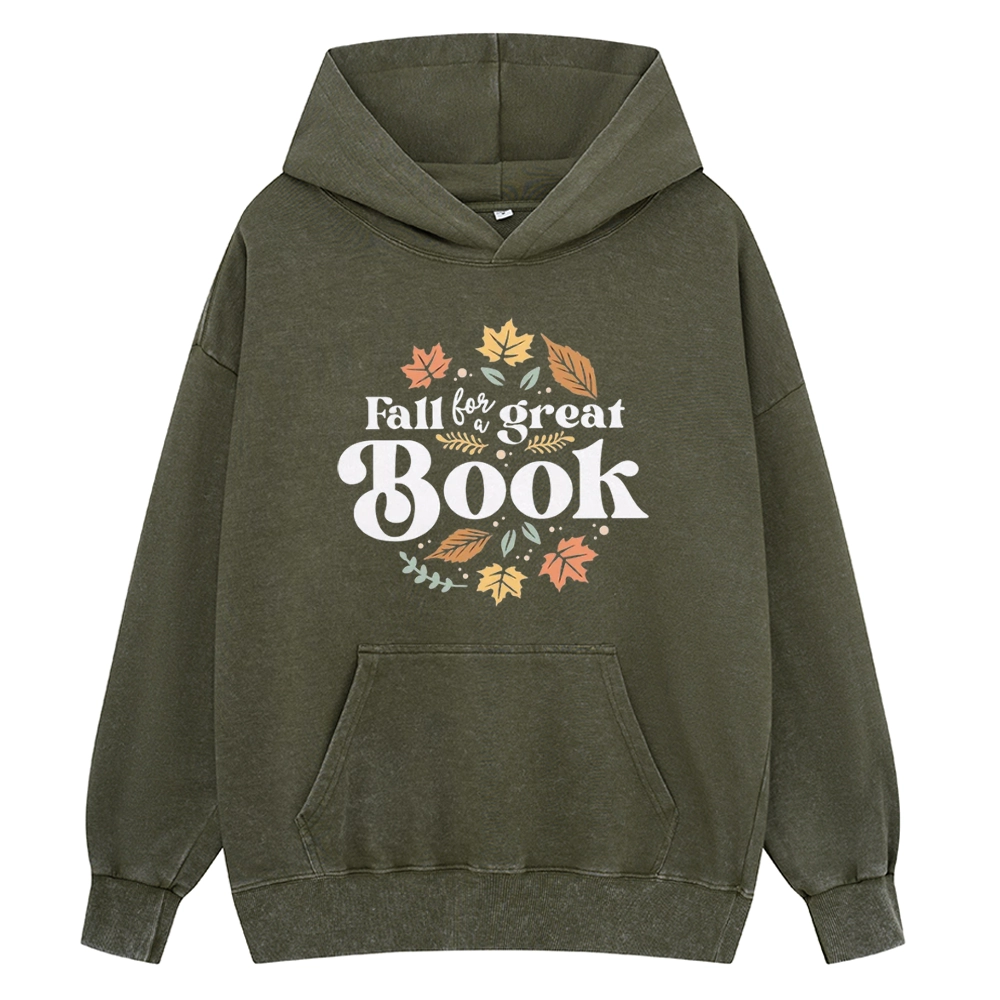 Pagewings Thanksgiving Fall For A Great Book Unisex Washed Hoodie