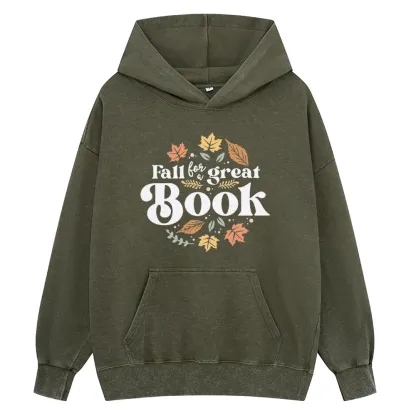 Pagewings Thanksgiving Fall For A Great Book Unisex Washed Hoodie