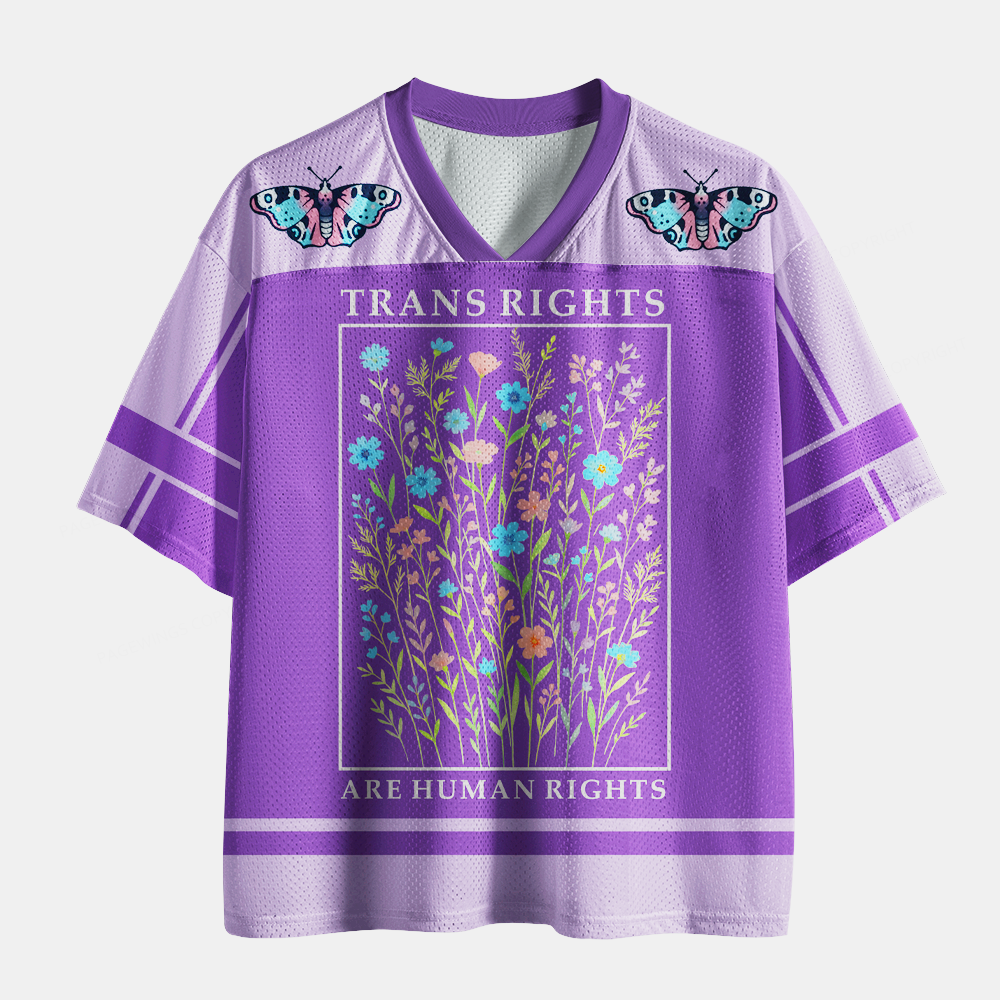 Pagewings Trans Rights Are Human Rights Unisex Mesh Jersey