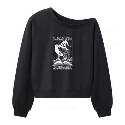 Pagewings They Didn't Ban Books Women Off Shoulder Sweatshirt