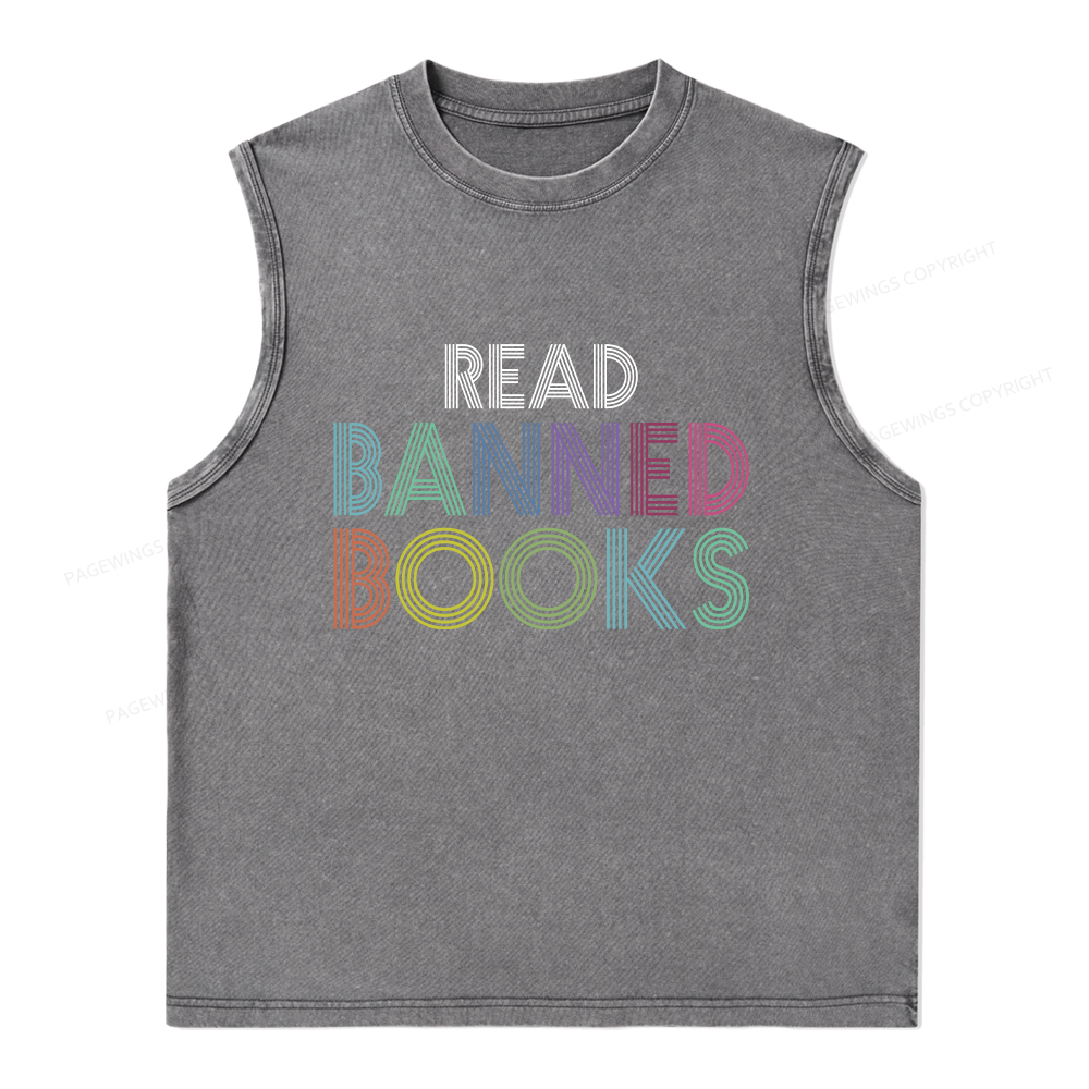Pagewings Read Banned Books Shirt Unisex Washed Tank Top