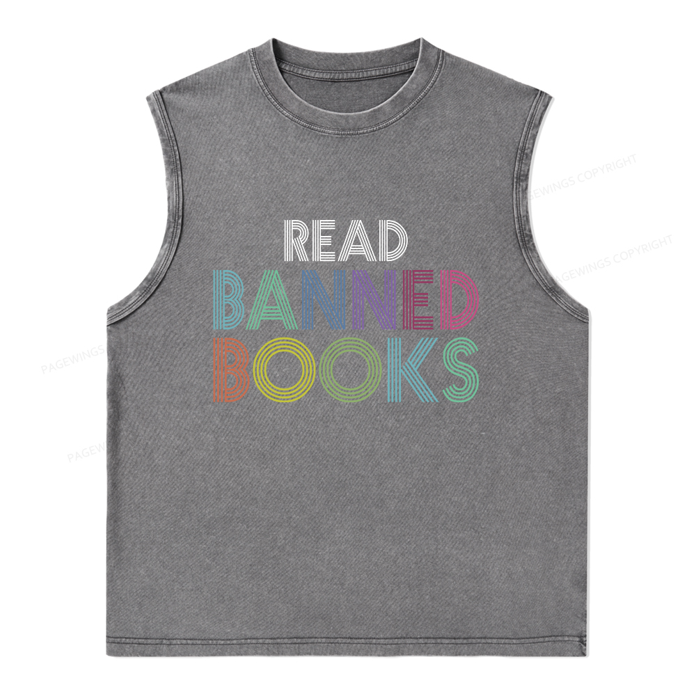 Pagewings Read Banned Books Shirt Unisex Washed Tank Top