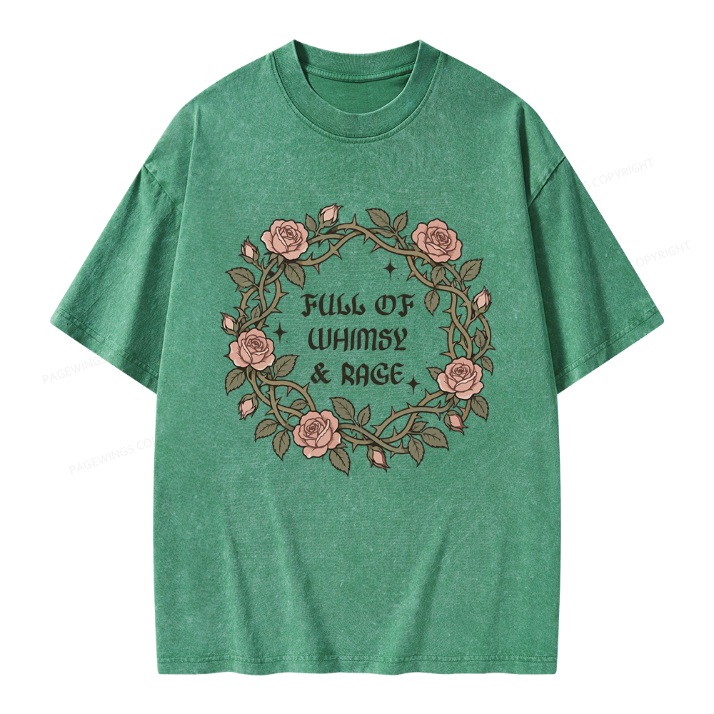 Pagewings Full of Whimsy and Rage Unisex Washed T-shirt