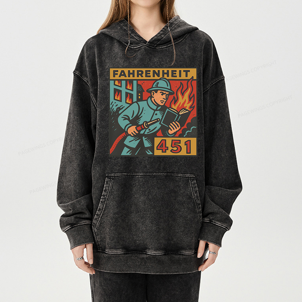 Pagewings Literature 451 Unisex Washed Hoodie