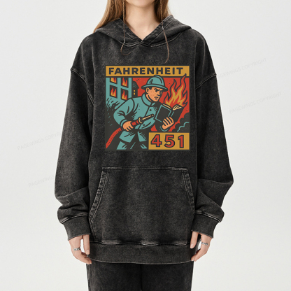 Pagewings Literature 451 Unisex Washed Hoodie