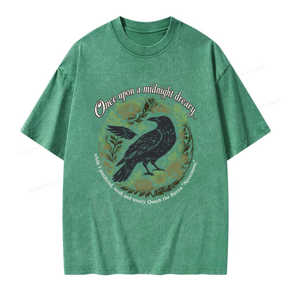 Pagewings Once Upon a Midnight Dreary Unisex Washed T-shirt