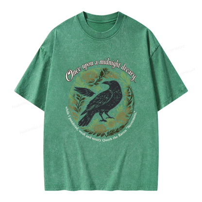 Pagewings Once Upon a Midnight Dreary Unisex Washed T-shirt