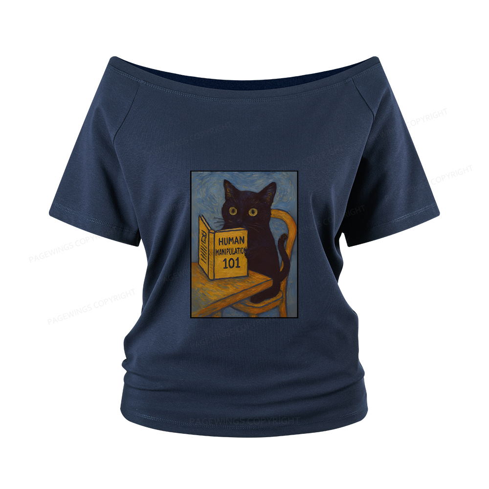 Pagewings Funny Cat Women Off Shoulder T-shirts