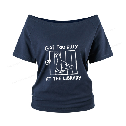 Pagewings Got Too Silly At The Library Women Off Shoulder T-shirts