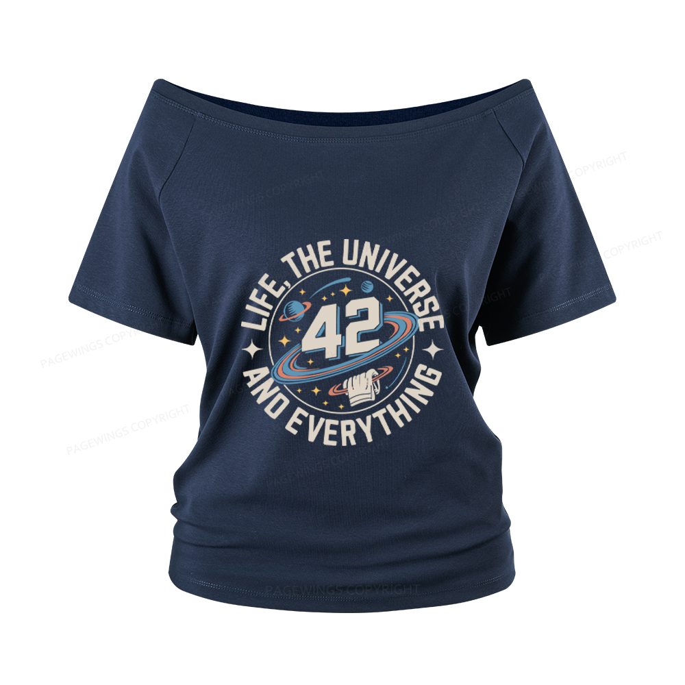 Pagewings Life The Universe And Everything Women Off Shoulder T-shirts