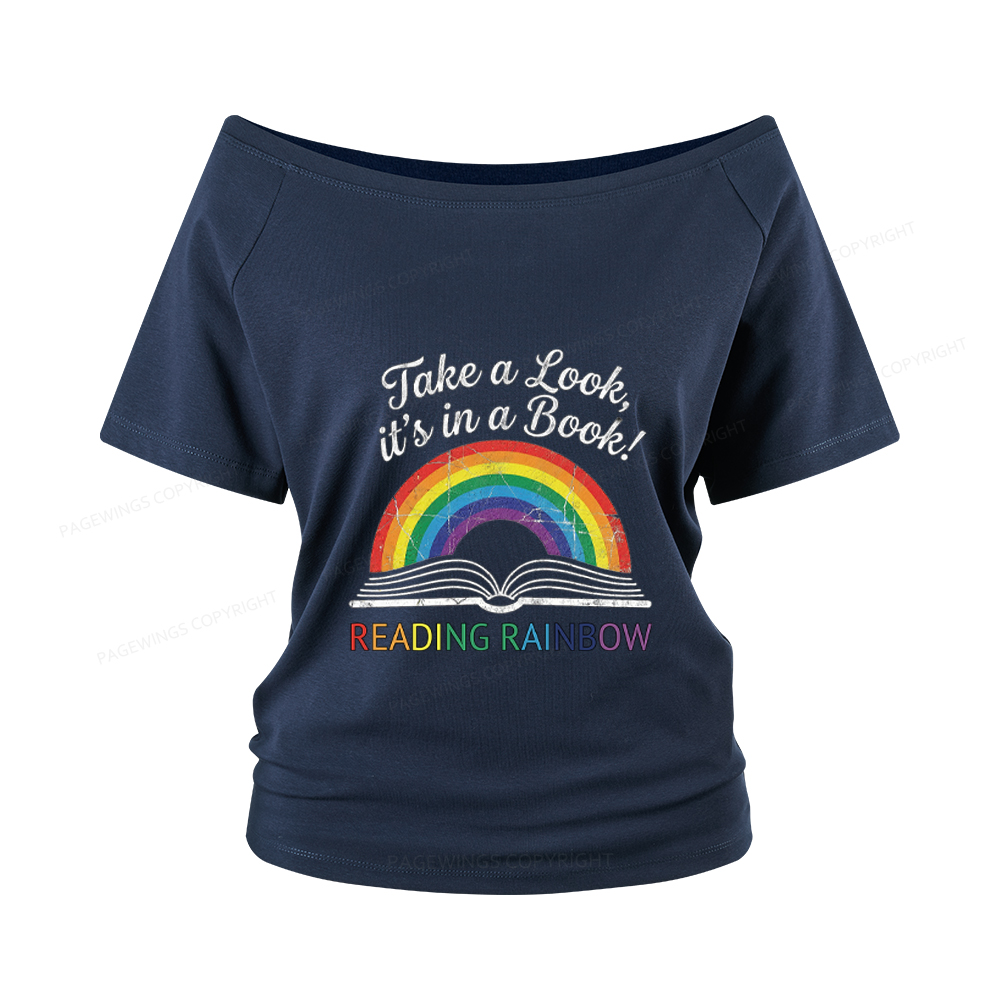 Pagewings Reading Rainbow Women Off Shoulder T-shirts