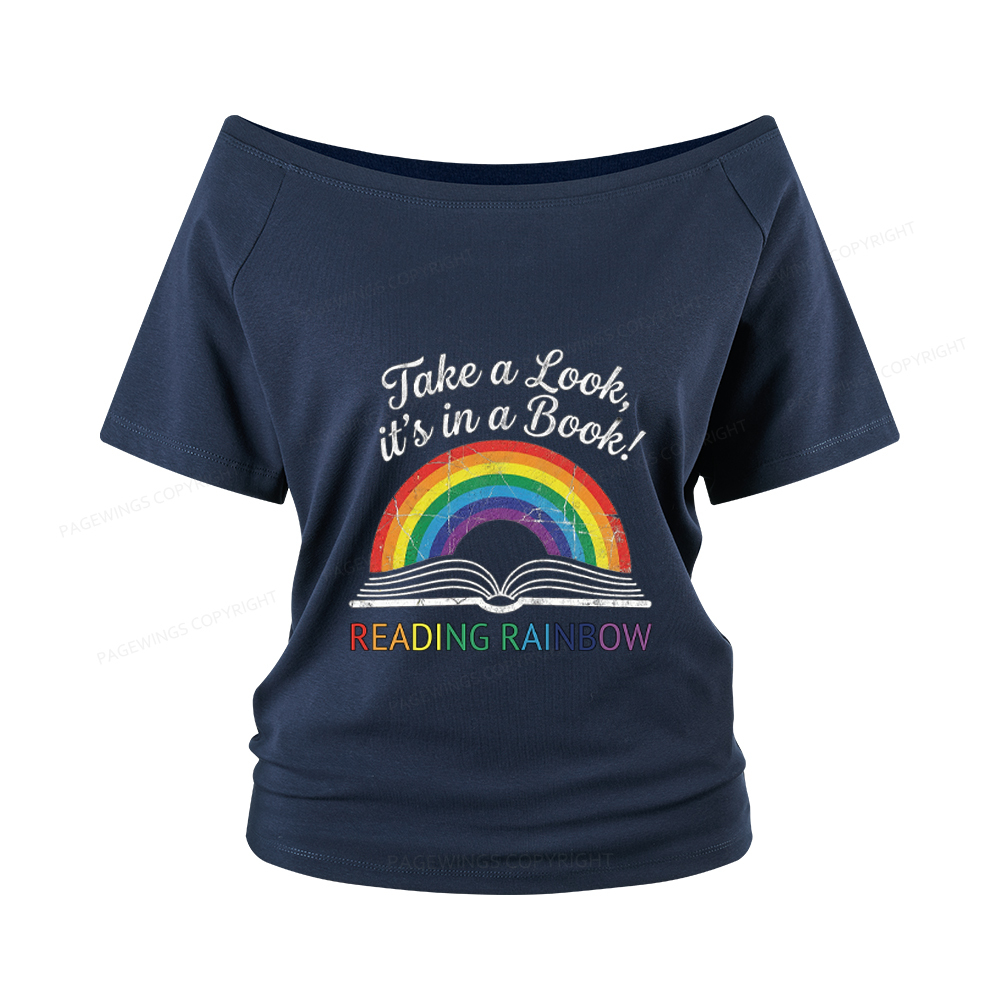 Pagewings Reading Rainbow Women Off Shoulder T-shirts
