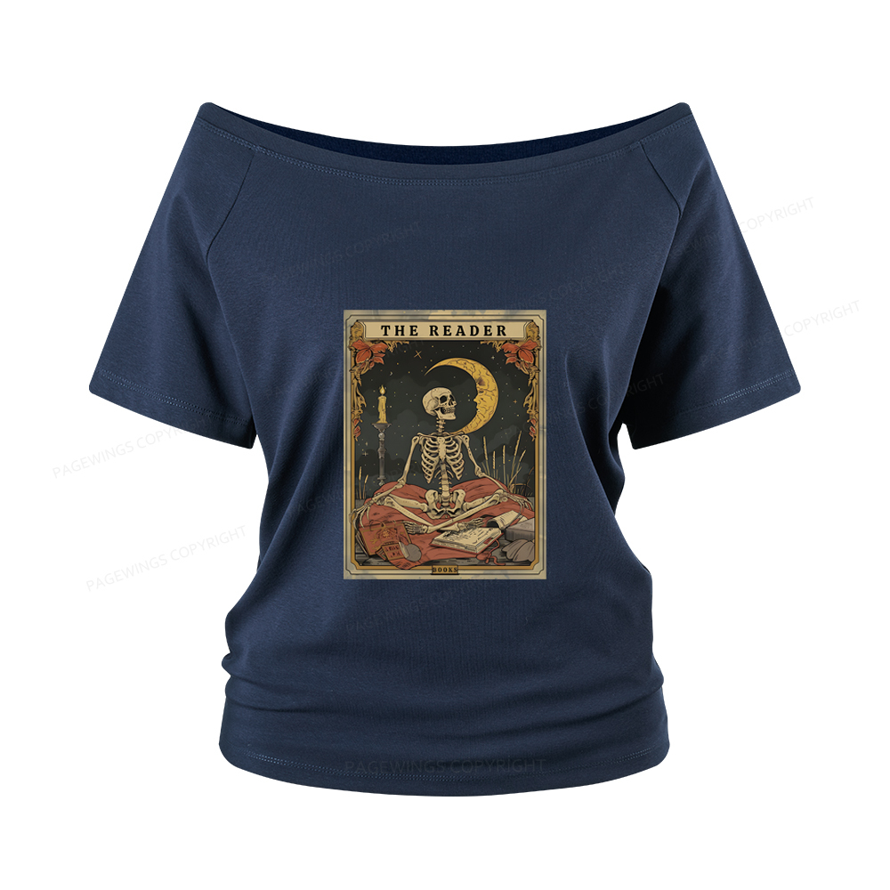 Pagewings The Reader Tarot Card Women Off Shoulder T-shirts