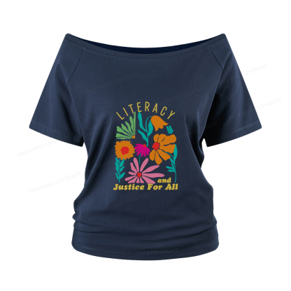Pagewings Literacy And Justice Women Off Shoulder T-shirts