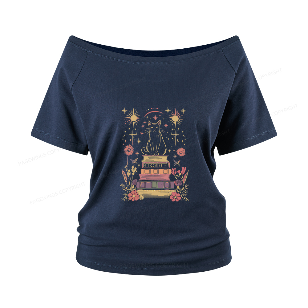 Pagewings Mystical Cat Women Off Shoulder T-shirts