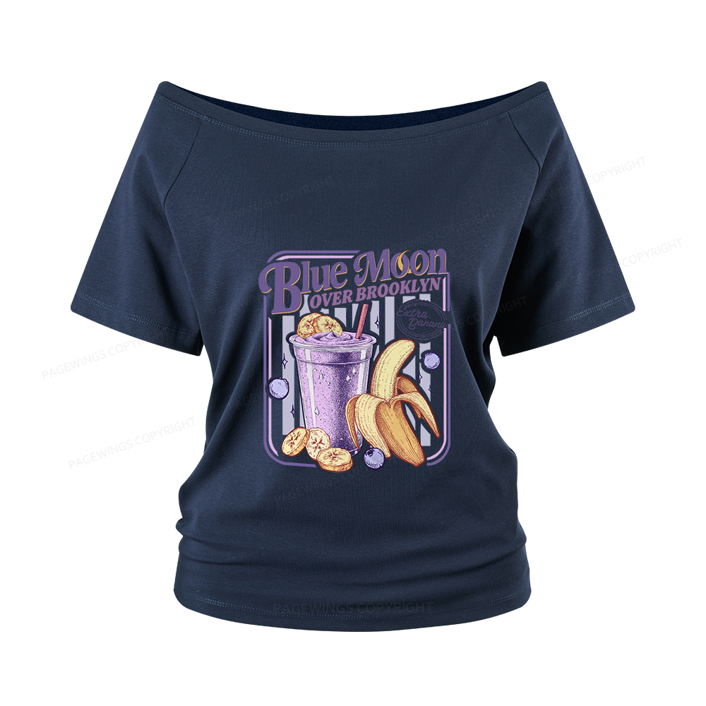 Pagewings Blue Moon Over Brooklyn Women Off Shoulder T-shirts
