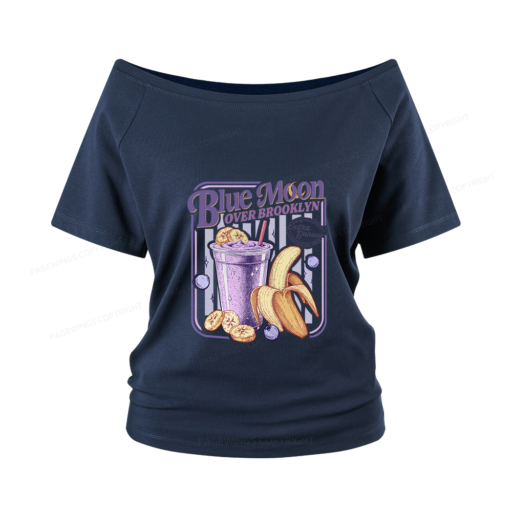 Pagewings Blue Moon Over Brooklyn Women Off Shoulder T-shirts